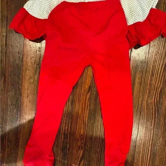 Girls Sweet La Rose Christmas Grinch Polka Dot Ruffle Smock Pants Set Sz 5 - Picture 10 of 11